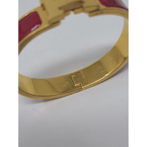 Hermès Red Enamel Gold-plated Clic Clac H bracelet PM - Picture 6 of 10